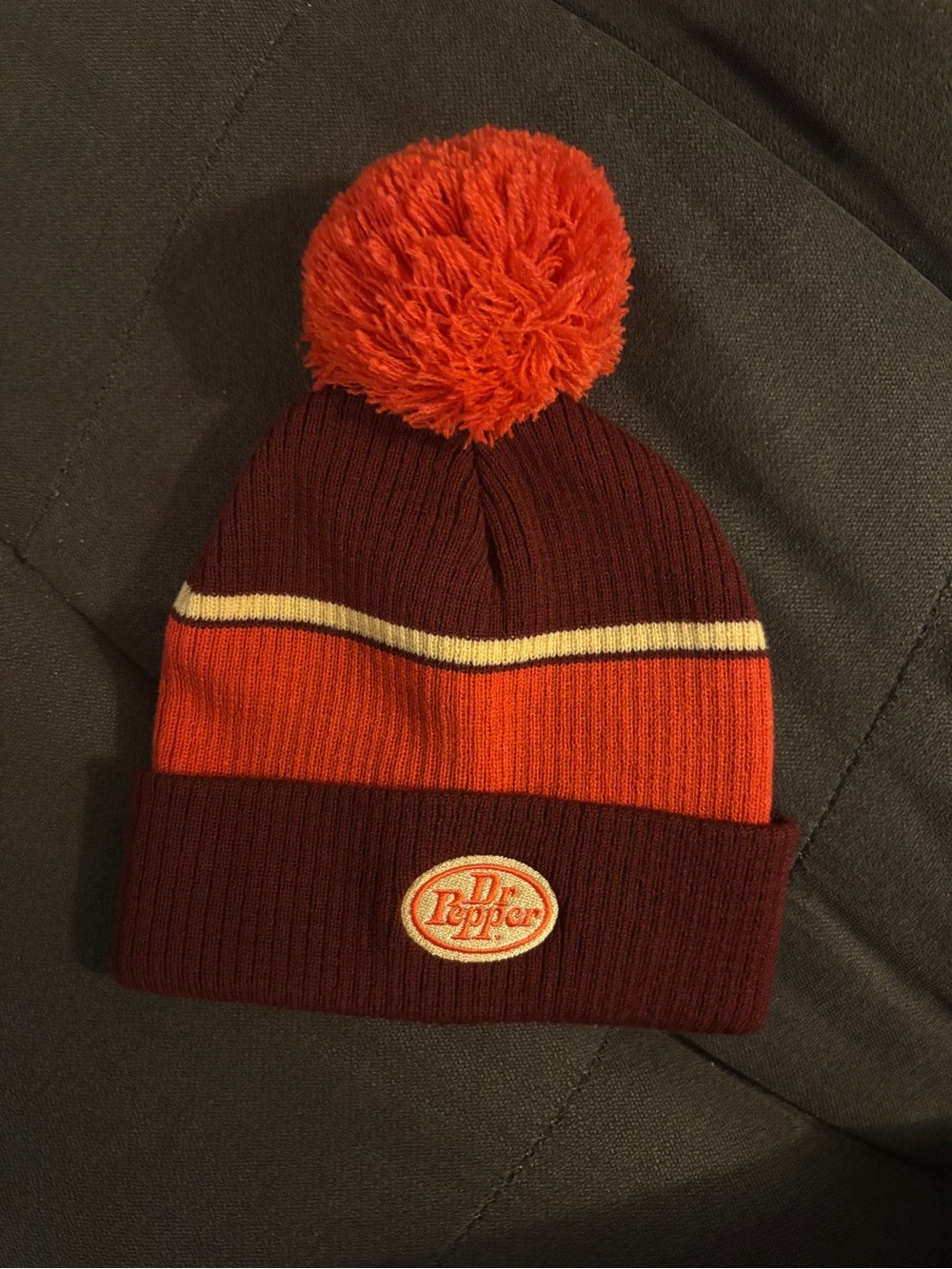 Dr. Pepper Pom Beanie - Red & Maroon